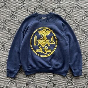 Vintage Freemason Sweatshirt Men's Large Blue Masonic Illuminati 90s